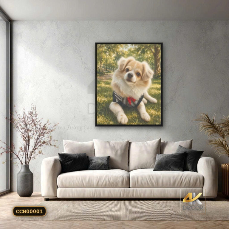Tranh Tráng Gương Cún Nhỏ Đáng Yêu
