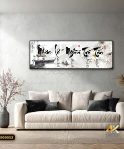 Tranh Canvas Nhân Lễ Nghĩa Trí Tín Thư Pháp