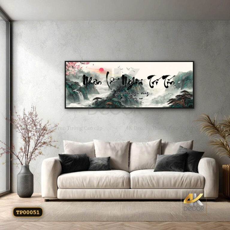 Tranh Canvas Nhân Lễ Nghĩa Trí Tín Sơn Thủy