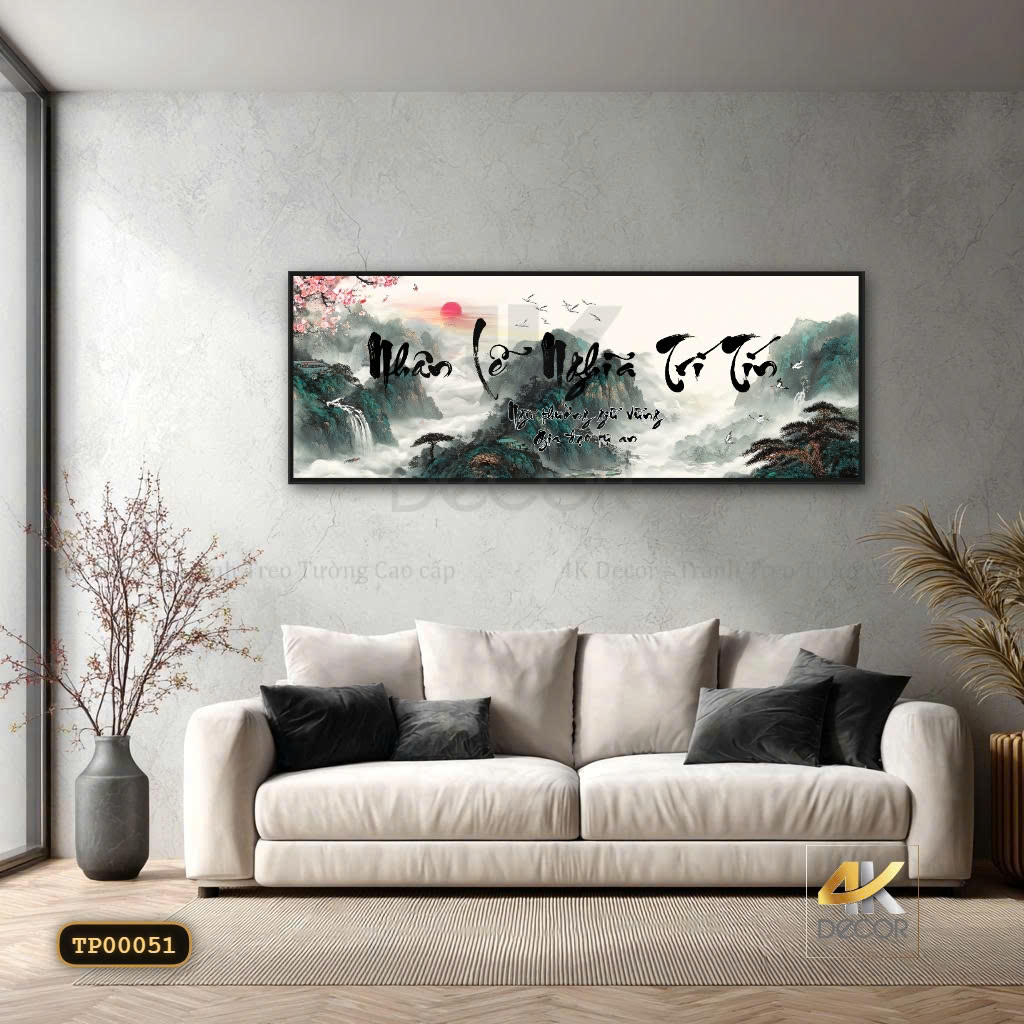 Tranh Canvas Nhân Lễ Nghĩa Trí Tín Sơn Thủy
