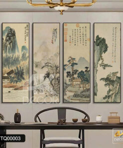 Bộ Tranh Canvas Sơn Thủy Tứ Quý Á Đông