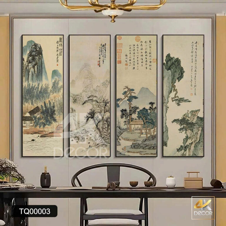 Bộ Tranh Canvas Sơn Thủy Tứ Quý Á Đông