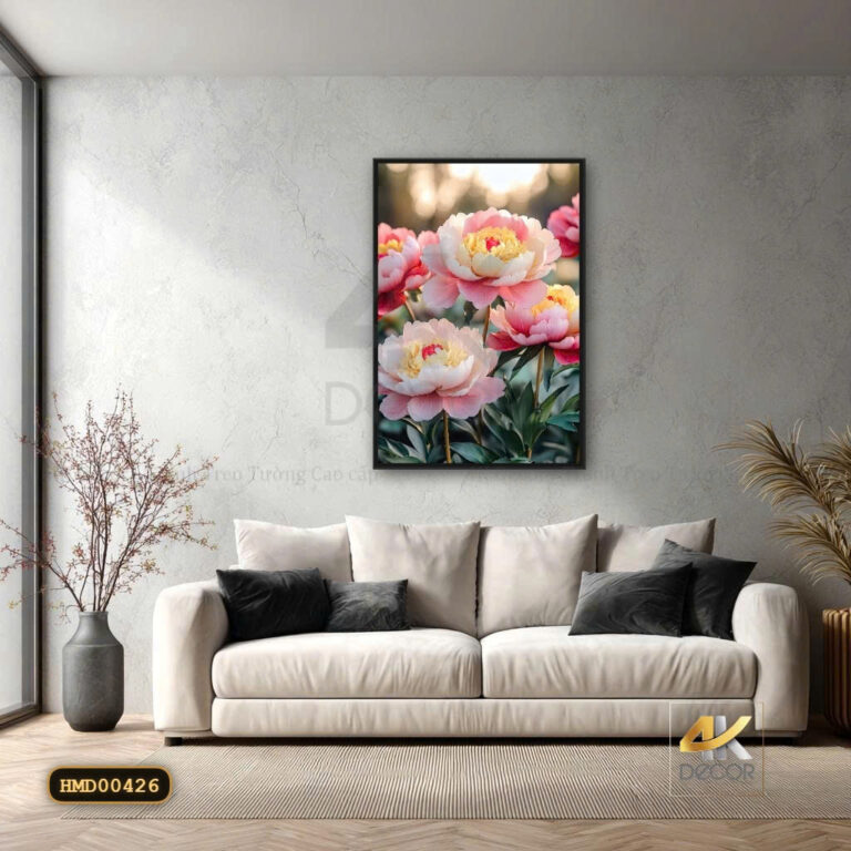 Tranh Canvas Hoa Mẫu Đơn Hồng Phú Quý