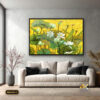 Tranh Canvas Sen Trắng Nền Vàng