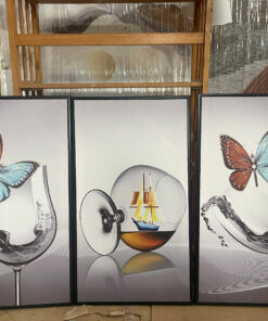 Bộ 3 Tranh Canvas Ly Rượu Nghệ Thuật