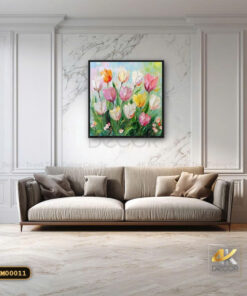 Tranh Sơn Dầu Vẽ Nổi Hoa Tulip Nhiều Màu Sắc