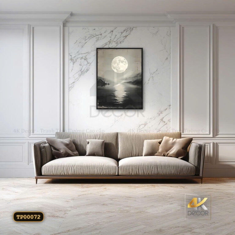 Tranh Canvas Nguyệt Ảnh Chiếu Thiền Tâm