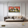 Tranh Canvas Sen Trắng Nền Đỏ Nghệ Thuật
