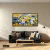Tranh Canvas Sen Trắng Nền Vàng Xanh