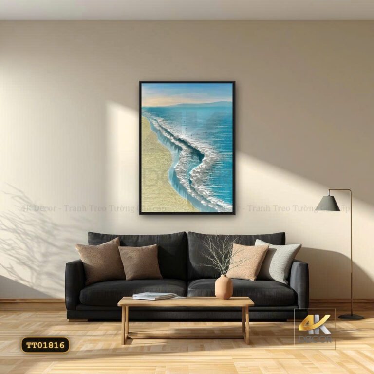 Tranh Canvas Sóng Biển Vỗ Bờ Cát Vàng