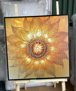 Tranh Canvas Hoa Sen Mandala Vàng Kim