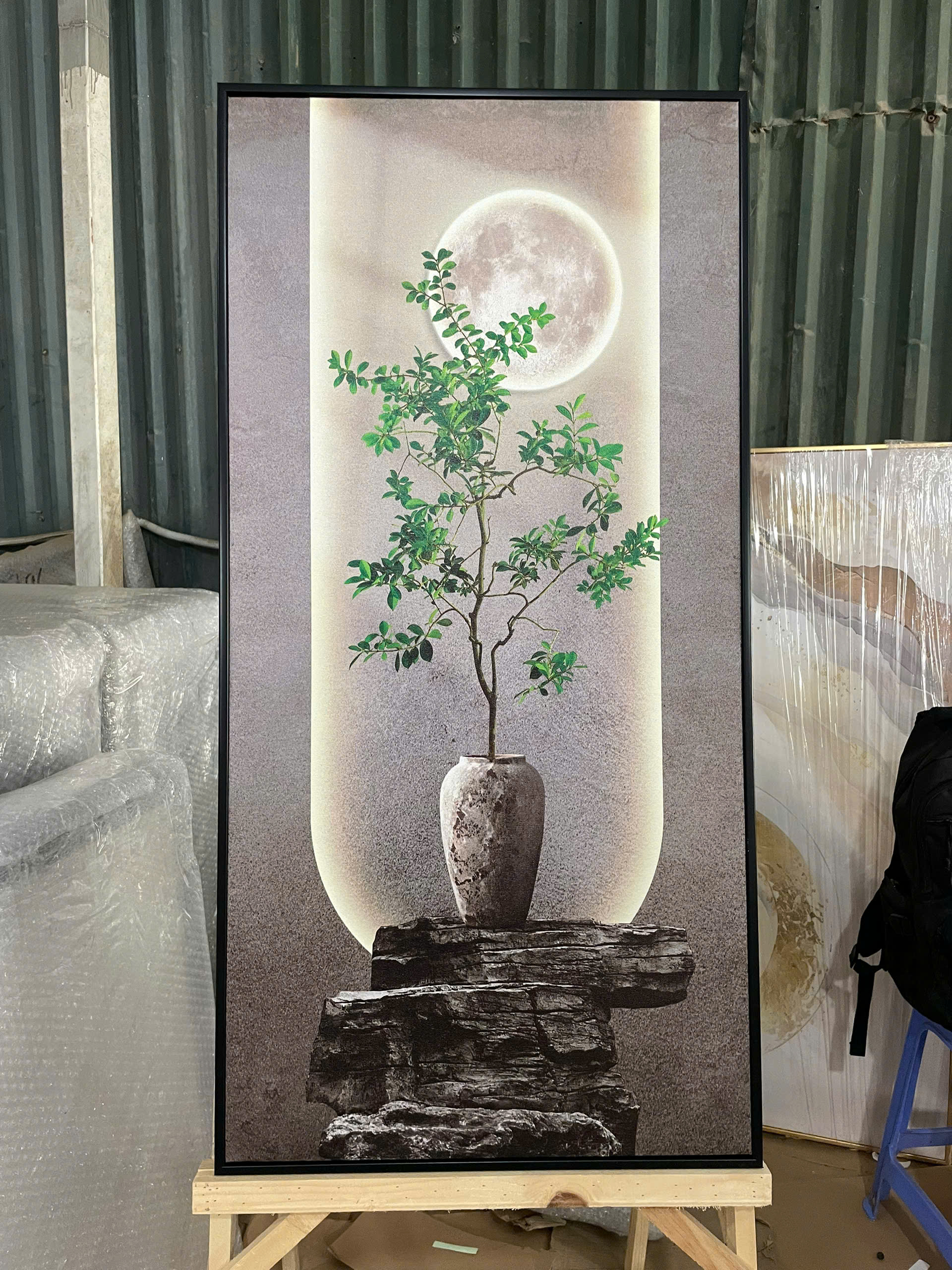 Tranh Canvas Cây Xanh Thiền Cảnh Dưới Trăng