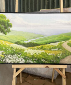 Tranh Canvas Đồng Hoa Bình Yên Trên Đồi Xanh