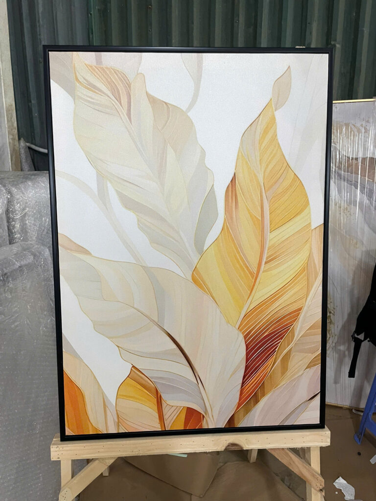 Tranh Canvas Lá Vàng Nghệ Thuật Tối Giản
