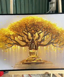 Tranh Canvas Phật Thiền Dưới Cây Bồ Đề Vàng