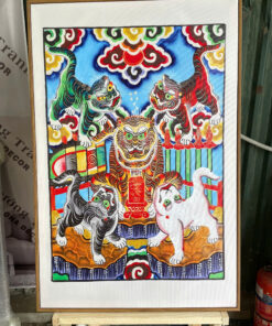 Tranh Canvas Ngũ Hổ Phong Thủy Trấn Trạch