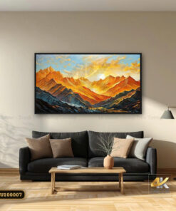 Tranh Canvas Bình Minh Trên Dãy Núi Vàng
