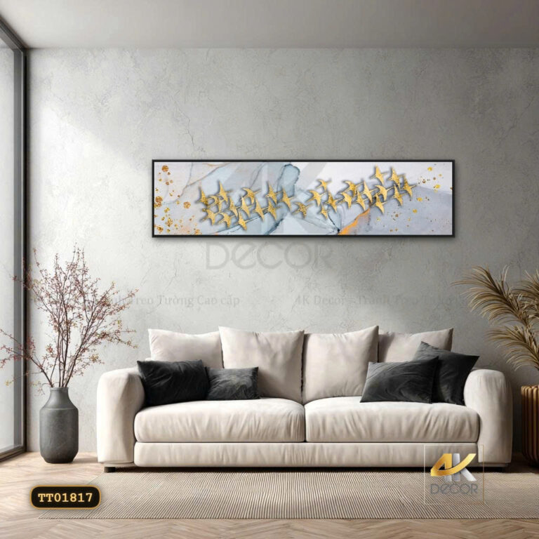Tranh Canvas Đàn Chim Vàng Trừu Tượng