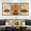 Bộ Tranh Canvas Đức Phật Thiền Định Và Hoa Sen
