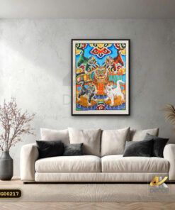 Tranh Canvas Ngũ Hổ Phong Thủy Trấn Trạch