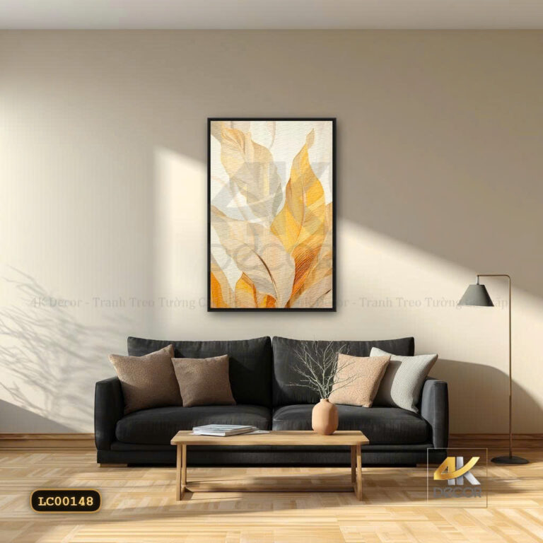 Tranh Canvas Lá Vàng Nghệ Thuật Tối Giản