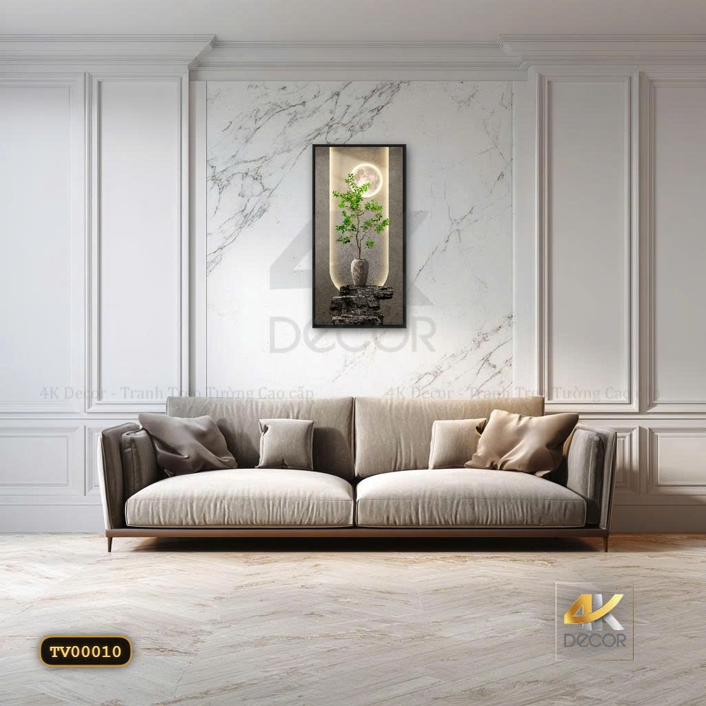 Tranh Canvas Cây Xanh Thiền Cảnh Dưới Trăng