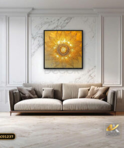 Tranh Canvas Hoa Sen Mandala Vàng Kim