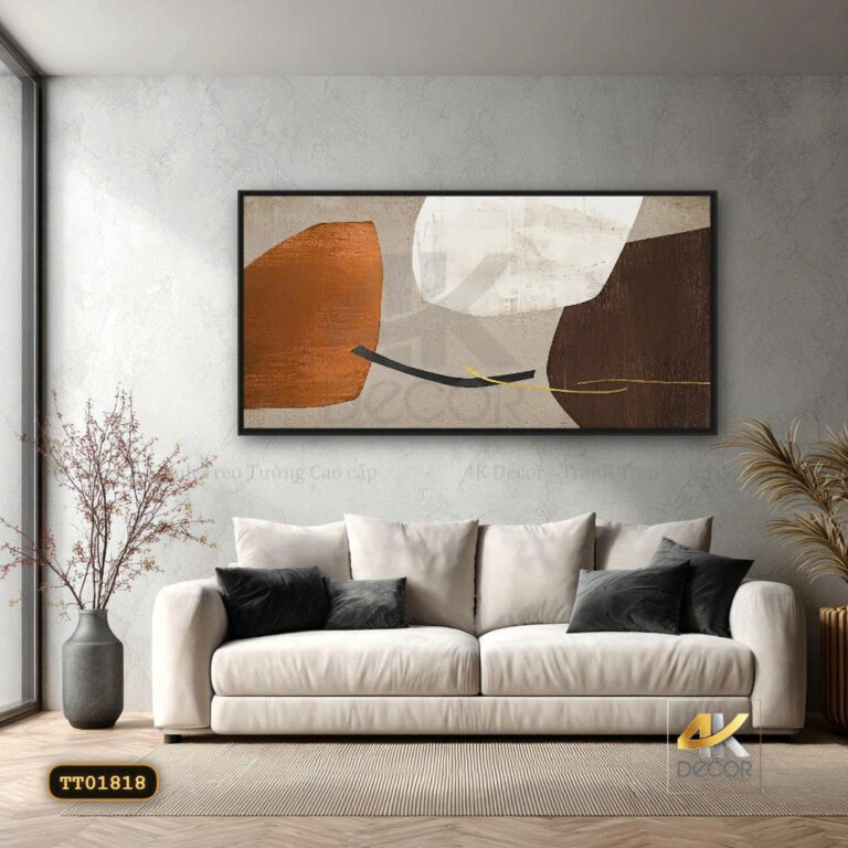 Tranh Canvas Trừu Tượng Hình Học Tông Nâu Be