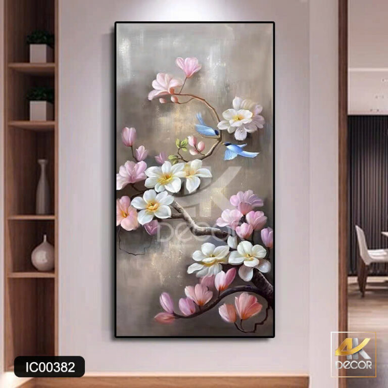 Tranh Canvas Hoa Mộc Lan Và Chim Xanh