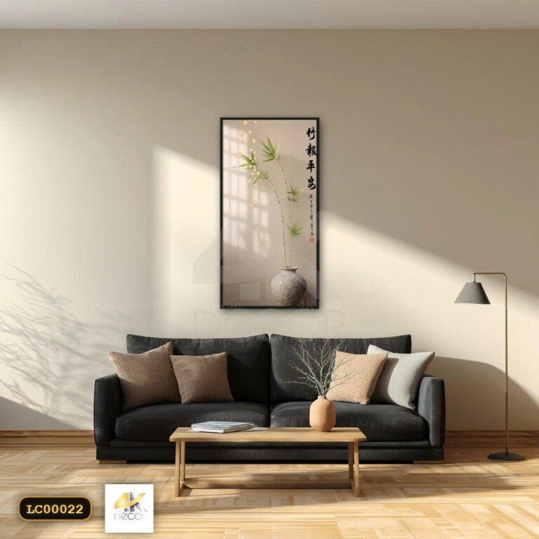 Tranh Canvas Bình Gốm Tre Trúc Bình An
