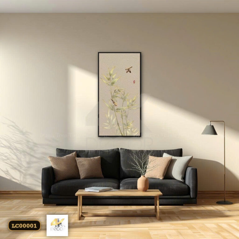 Tranh Canvas Trúc Vàng Song Điểu An Nhiên