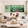 Tranh Canvas Bộ 2 Tấm Sum Vầy Cửu Ngư Đầm Sen