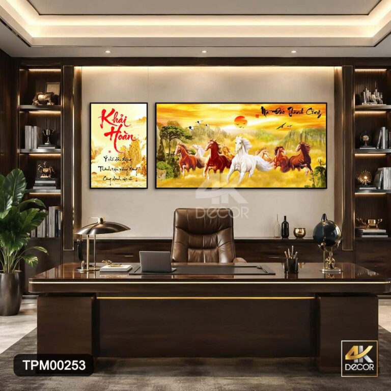 Tranh Canvas Bát Mã Truy Phong Hoàng Kim