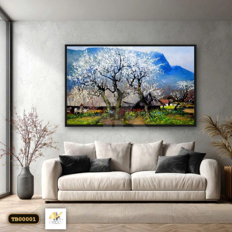 Tranh Canvas Mùa Hoa Mận Trắng Tây Bắc