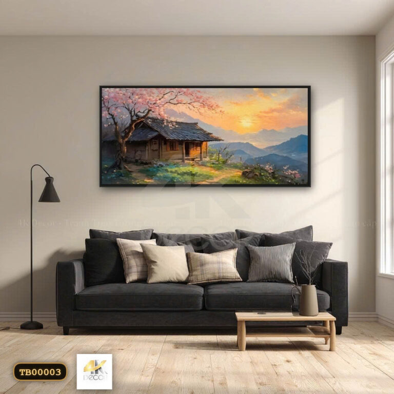Tranh Canvas Bình Minh Bản Làng Vùng Cao