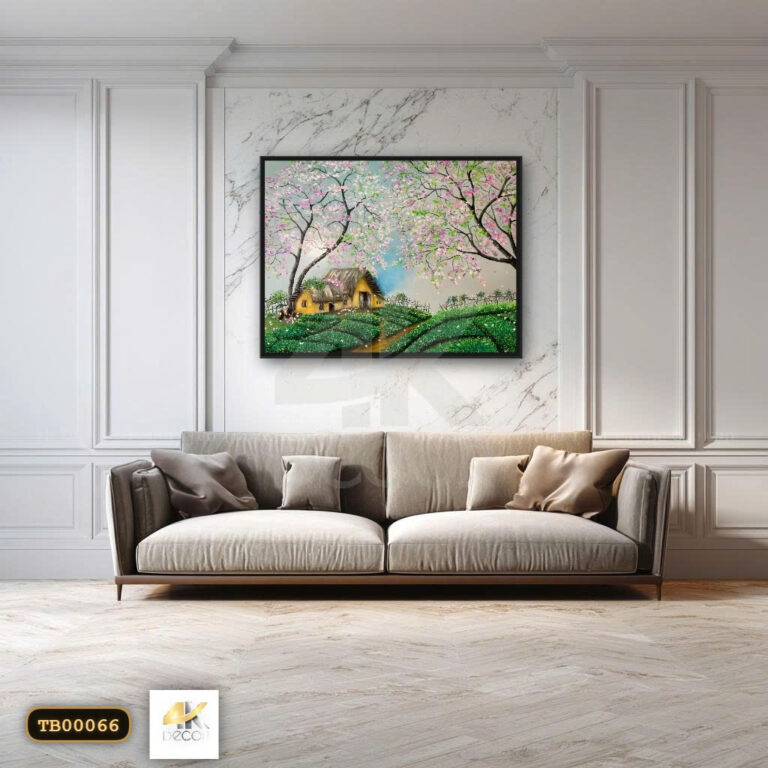 Tranh Canvas Nhà Tranh Bên Đồi Chè
