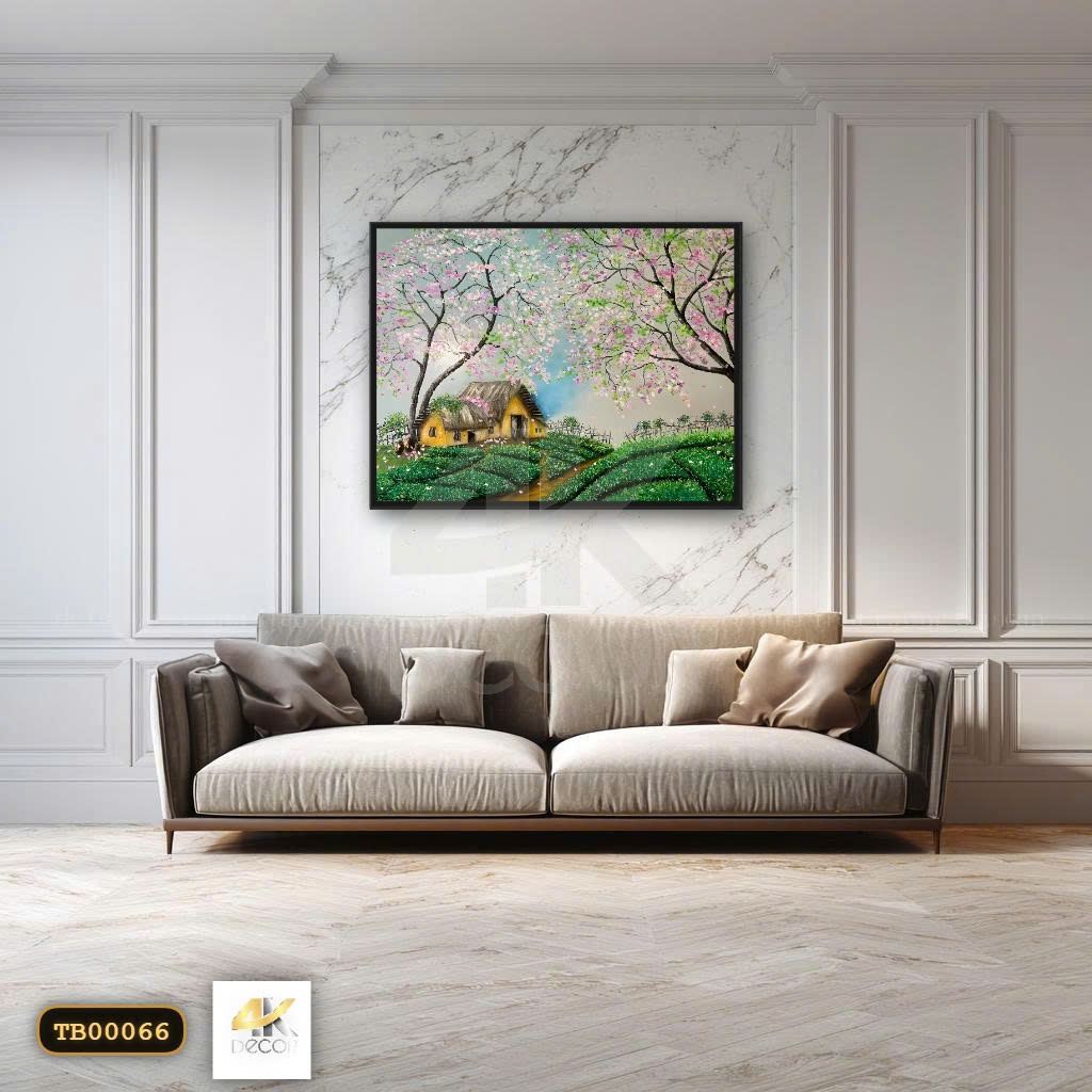 Tranh Canvas Nhà Tranh Bên Đồi Chè