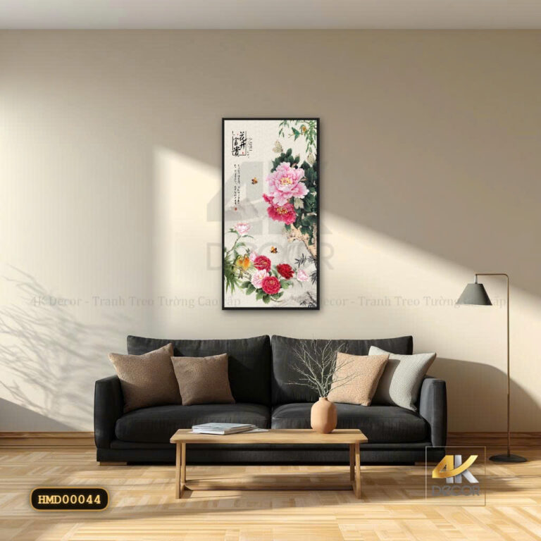 Tranh Hoa Mẫu Đơn Phú Quý Cổ Điển Treo Tường