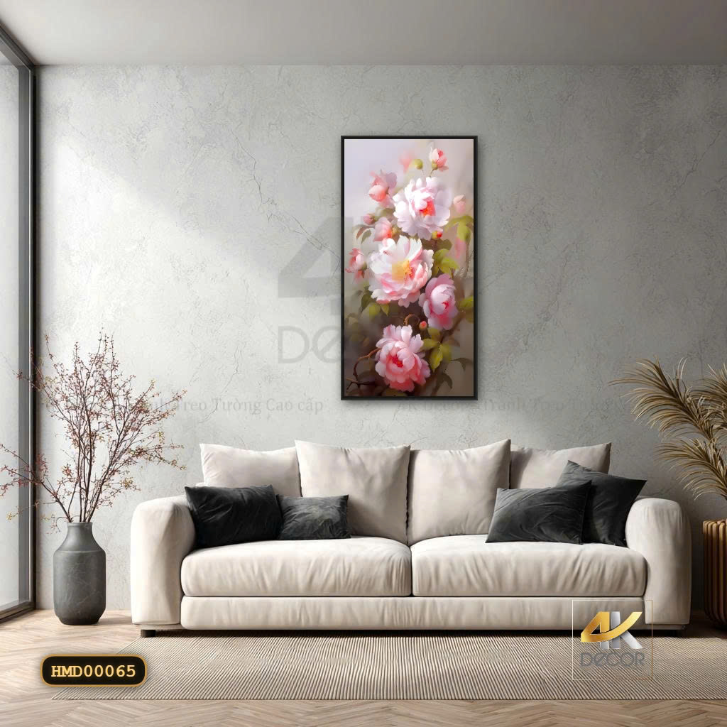 Tranh Canvas Hoa Mẫu Đơn Hồng Dịu Dàng