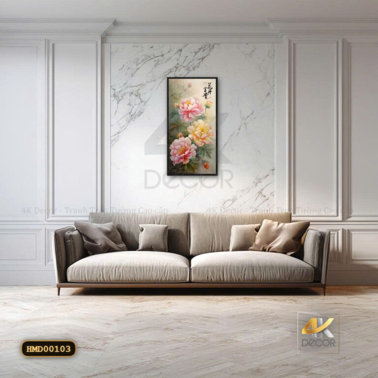 Tranh Canvas Hoa Mẫu Đơn Phú Quý Thanh Nhã