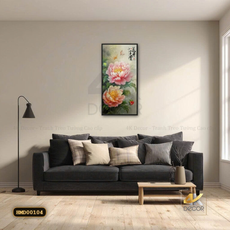 Tranh Canvas Hoa Mẫu Đơn Song Sắc Phú Quý