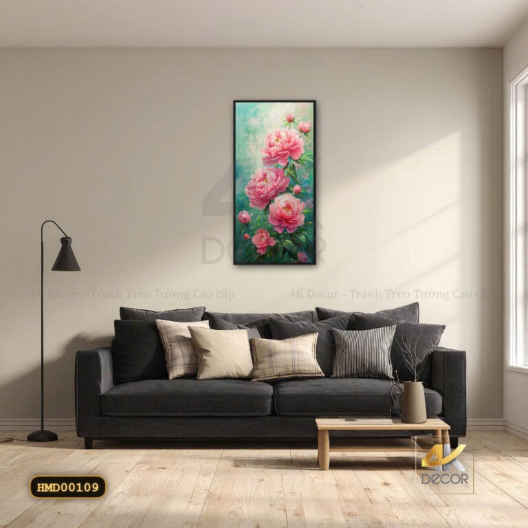 Tranh Canvas Hoa Mẫu Đơn Hồng Phú Quý