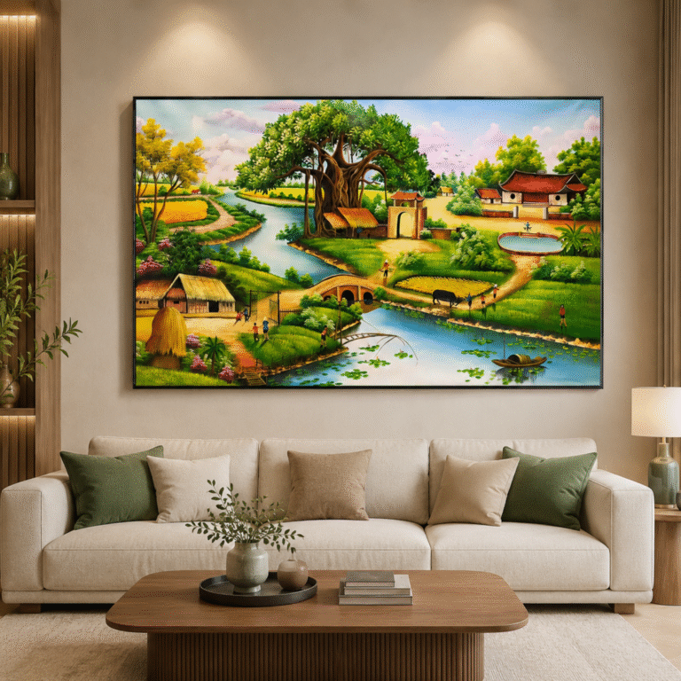 Tranh đồng quê – làng quê Bắc Bộ