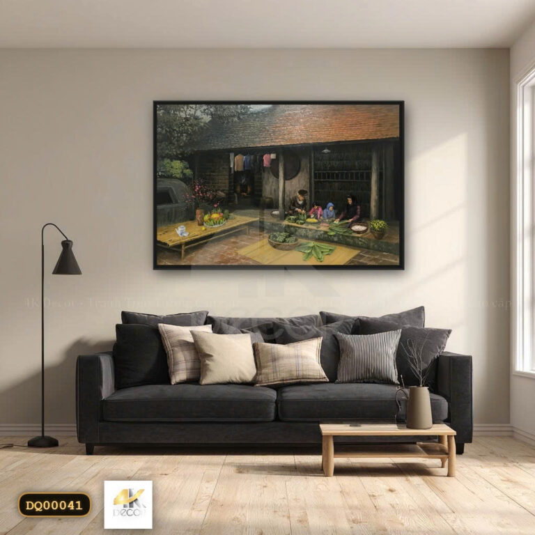 Tranh Canvas Sân Vườn Quê Bắc Bộ