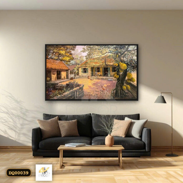Tranh Canvas Sân Vườn Làng Quê Bắc Bộ.