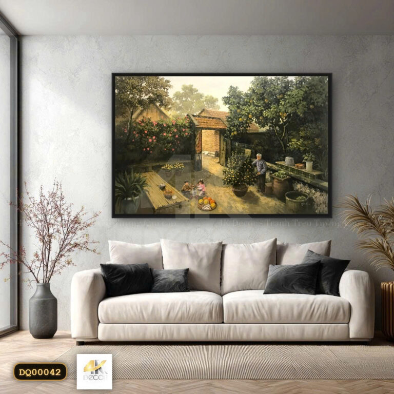 Tranh Canvas Sân Vườn Quê Bắc Bộ